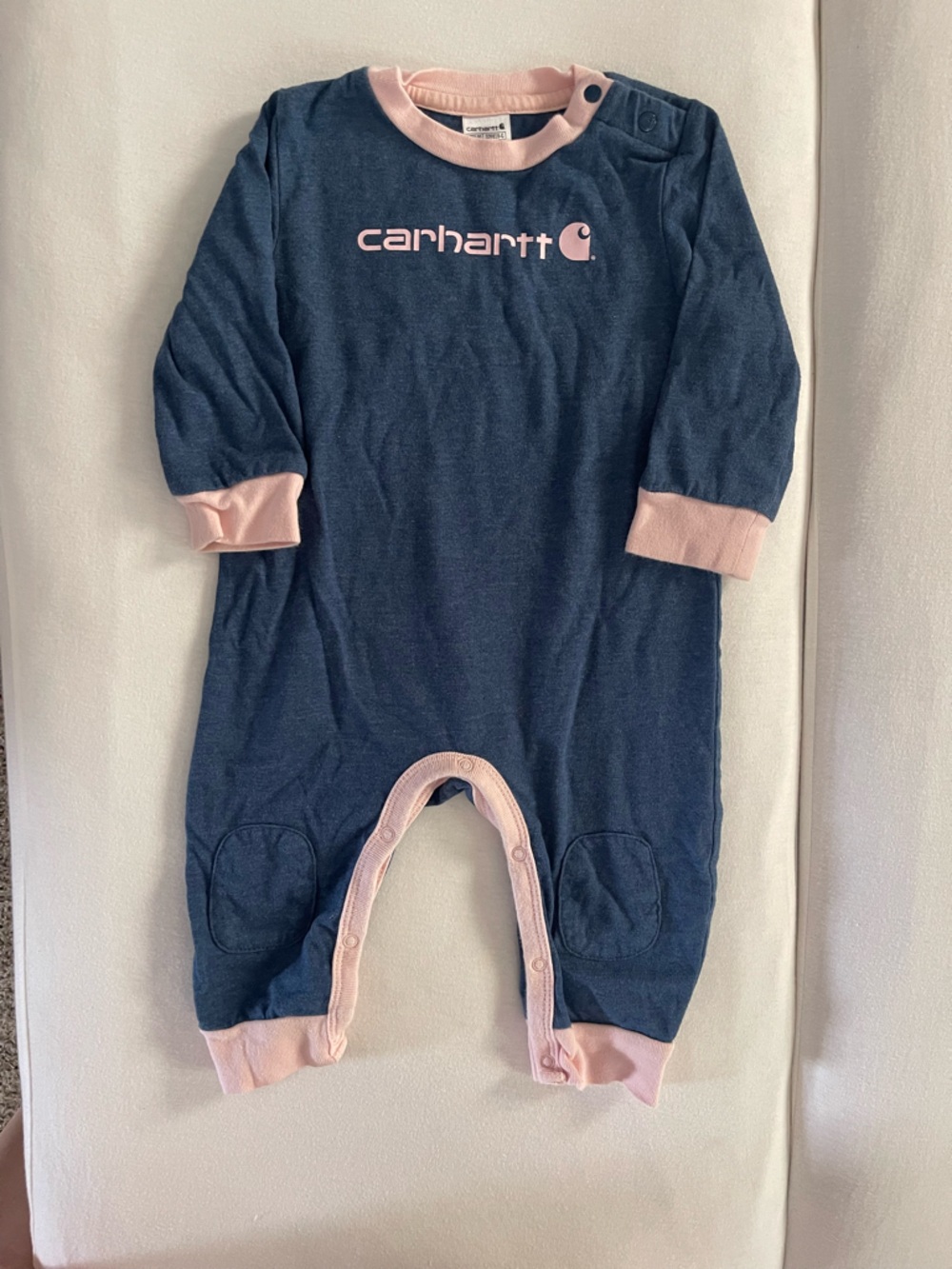Carhartt Navy and Light Pink Infant Snap Bodysuit Set - Picture 2 of 7